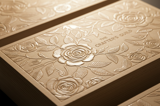Embossed gloss business cards close-up texture